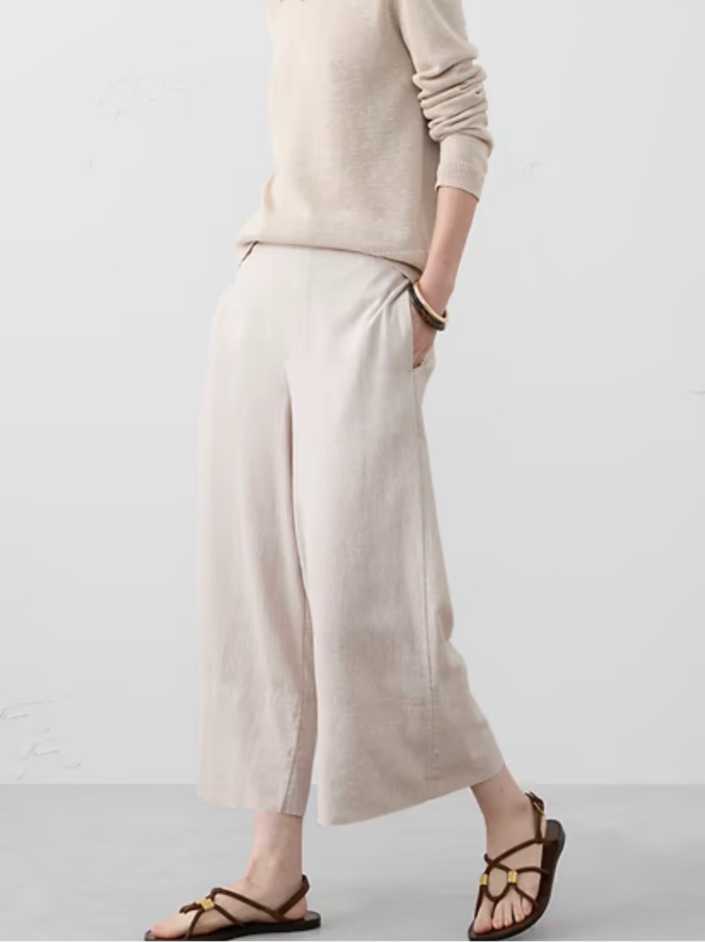BR Relaxed Wide-Leg Linen blend Pants